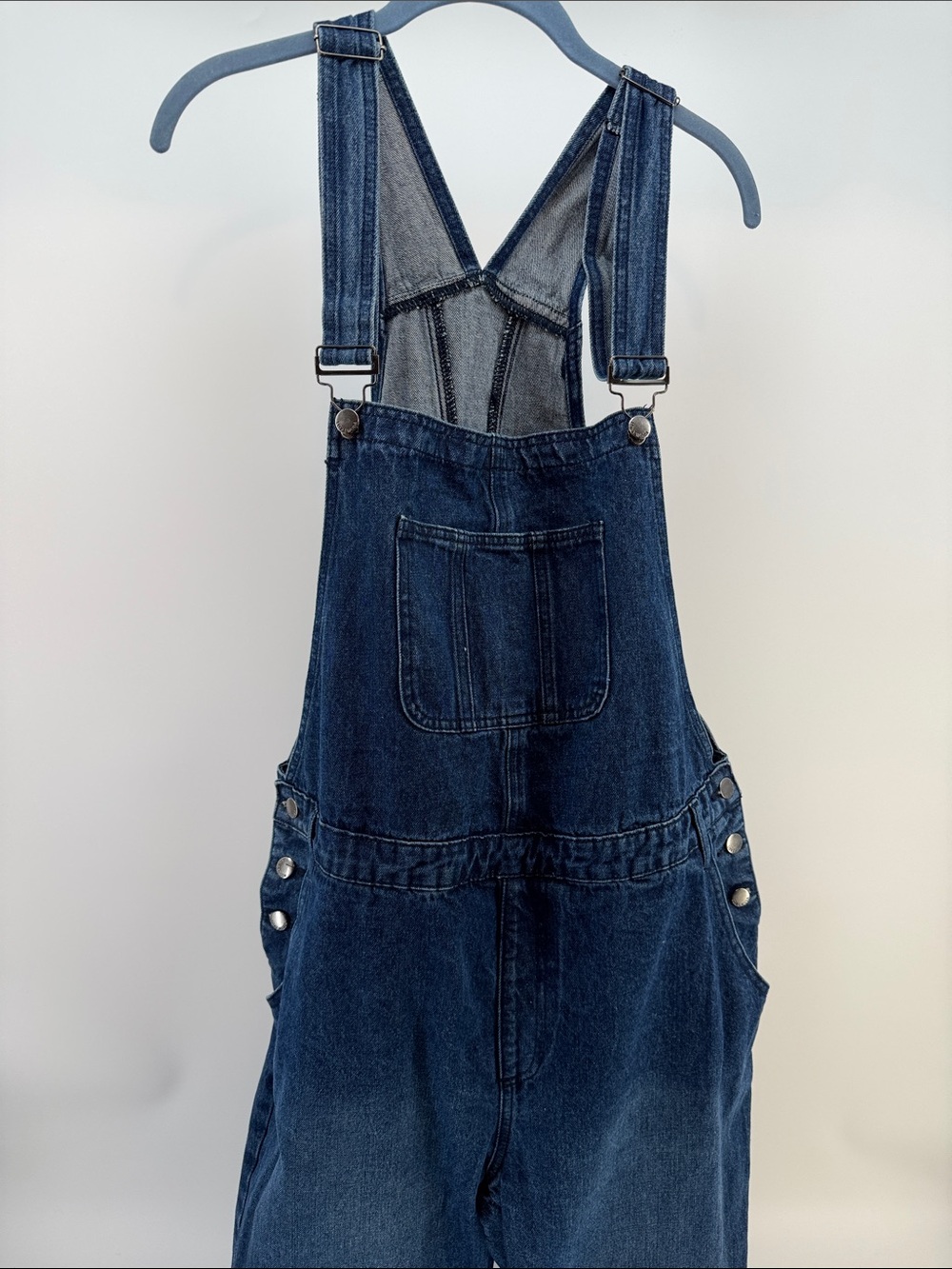 Women's Dark Blue Denim Overalls with Front Pocket